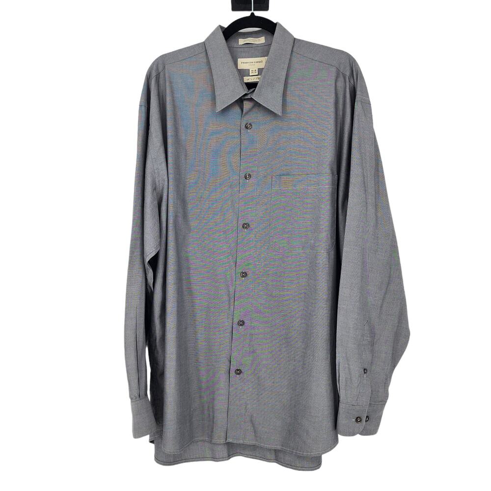 Pronto Uomo Firenze Mens Dress Shirt 90s 2 Ply Cotton Italian Size 34/35